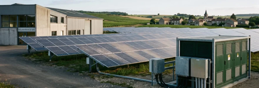 Centrale photovoltaïque d'entreprise avec batterie de stockage en enclos technique
